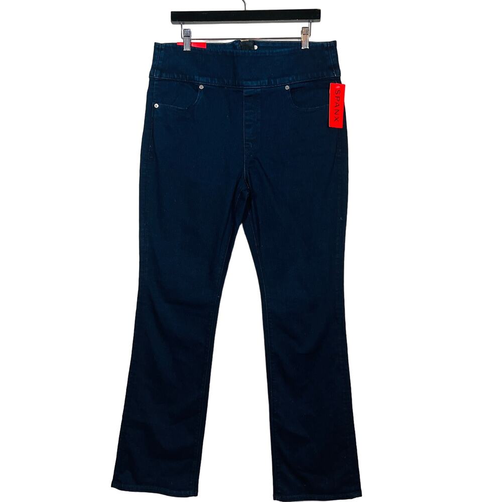 NEW! Spanx Signature Waist Slim Boot Jeans Zip Back Dark Wash Blue - 32